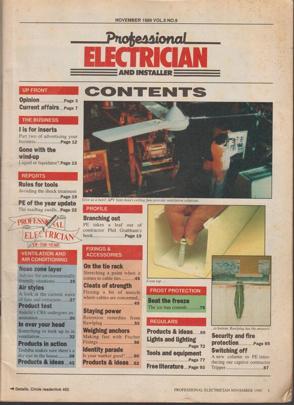 November 1989 Professional Electrician and Installer magazine