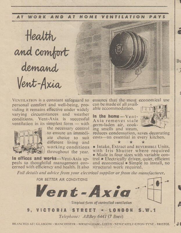 April 1956 Vent Axia advert