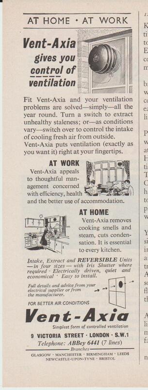 August 1957 Vent Axia advert