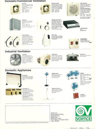 April 1986 Vortice catalogue